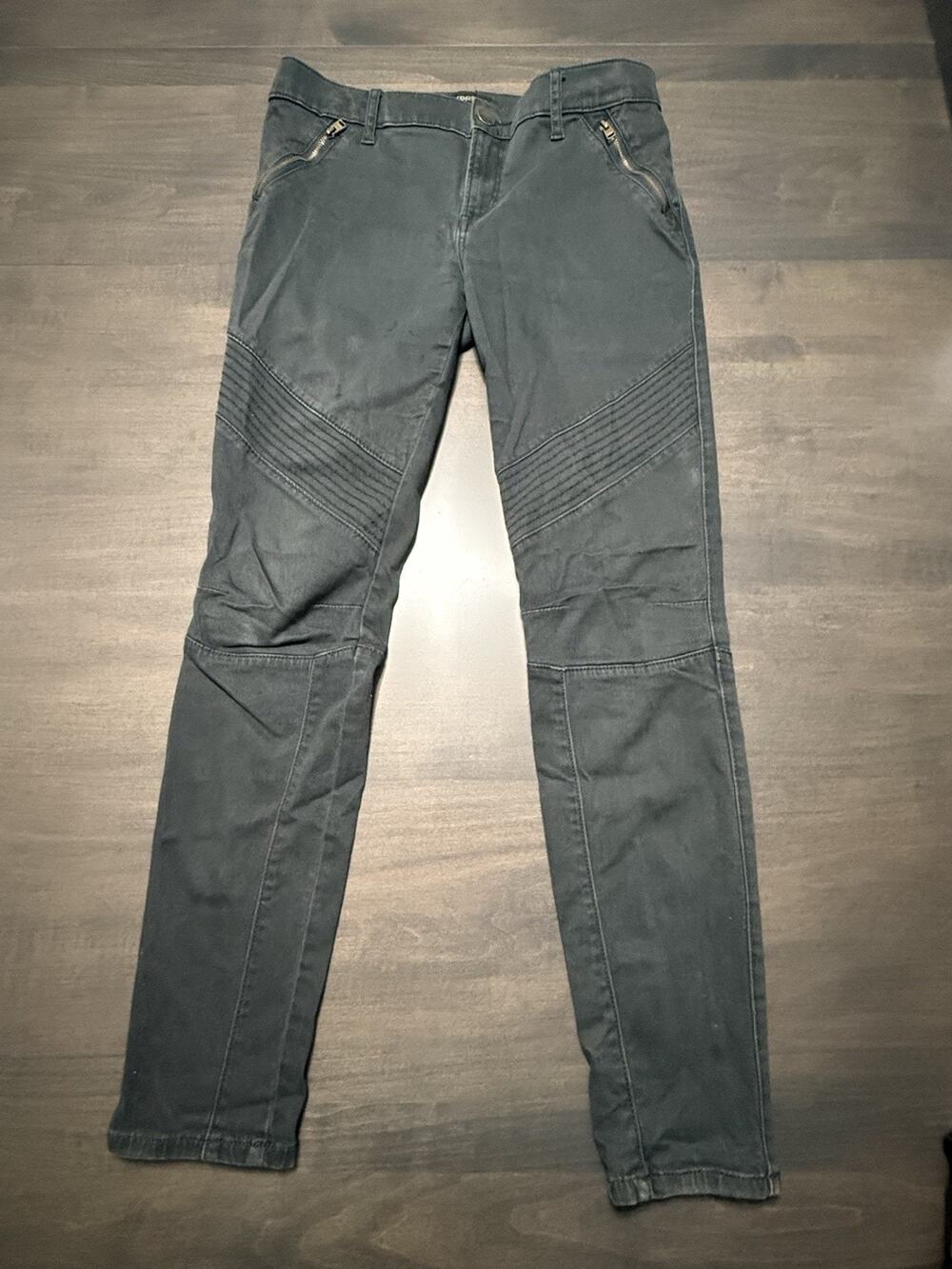 Express Jeans Womens Size 6 Reg Black Moto Biker Slim Fit Denim Stretch 30x27.5